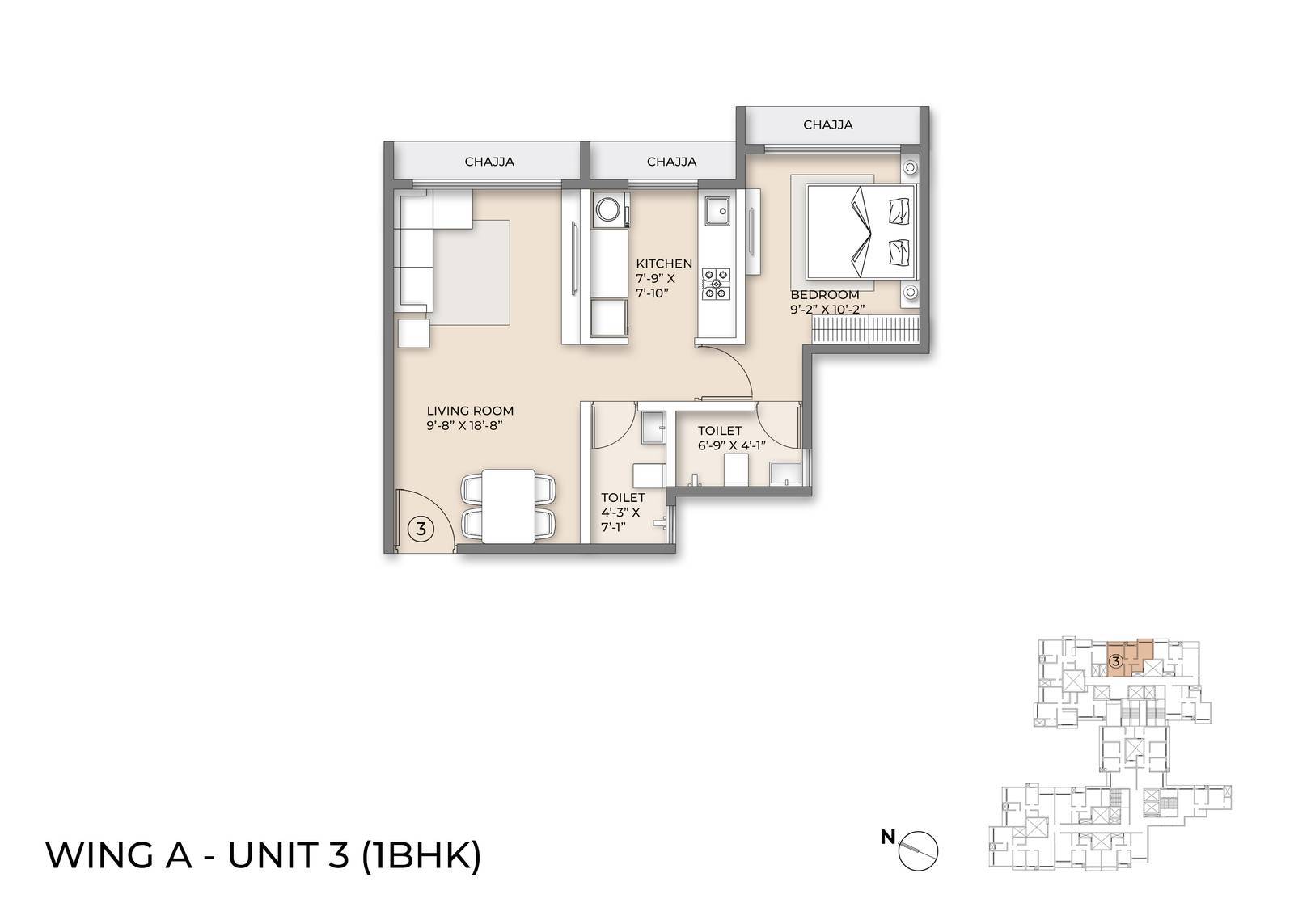 Wing A Floor Plan unit 3